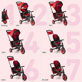 STR7 J 7 in 1 Kids Compact Folding Stroller Trike Red