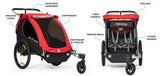 Burley Honey Bee Bike Bicycle Trailer Double Baby Stroller - Red