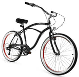 Golden Cycles Classic Men 7spd Bicycle Bike- Black Red