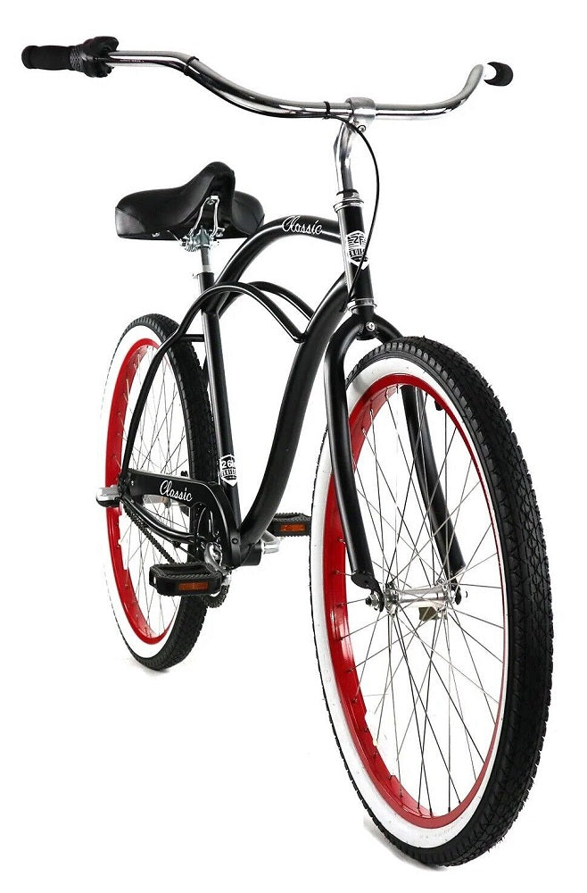 Golden Cycles Classic Men 3spd Bicycle Bike - Black Red
