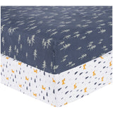Trend Lab Sammy and Lou Pine Fox 2-Pack Microfiber Fitted Crib Sheet Set
