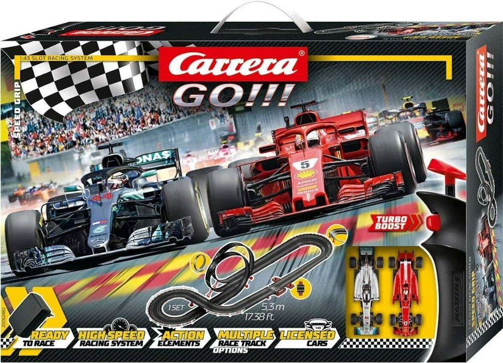 carrera go!!! gt contest 1:43 scale electric powered slot car race track  set - corvette vs ferrari