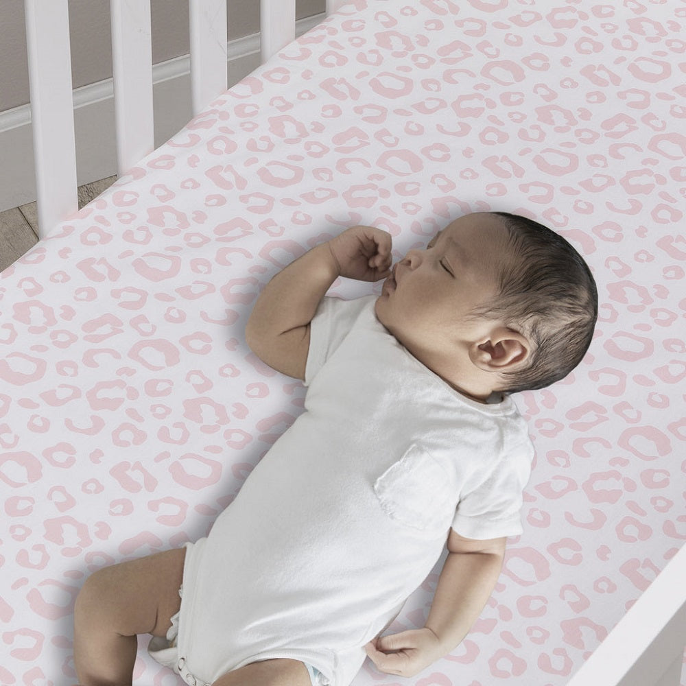 Cotton Fitted Crib Sheet Pink/White