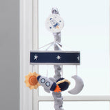 Lambs & Ivy Milky Way Blue/Gray Celestial Space with Rocket and Planets Musical Baby Crib Mobile