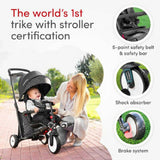 STR5 Kids 7 in 1 Compact Folding Stroller Trike Black White