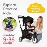 STR5 Kids 7 in 1 Compact Folding Stroller Trike Black White