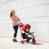 STR7 J 7 in 1 Kids Compact Folding Stroller Trike Red
