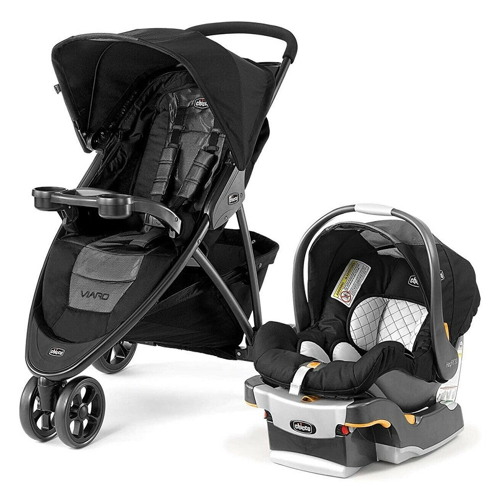 Chicco Bravo 3-in-1 Trio Travel System, Quick-Fold Stroller with KeyFit 30  Infant Car Seat and base | Camden/Black